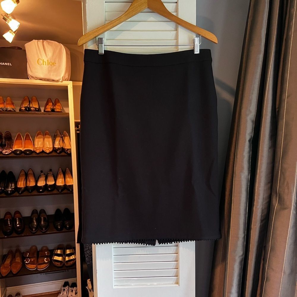 Stretch Pencil Skirt with Pom Pom trim